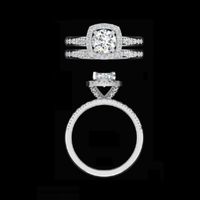 Bague de fiançailles et de mariage de luxe pour femme en or blanc 14 carats avec diamant de laboratoire taille brillant certifié IGI, plaqué or, cadeau d'anniversaire