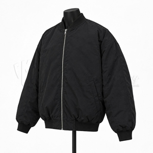 Chaqueta Bomber Negra para Hombre, Cierre de Cremallera, Color Sólido, Ropa Exterior Informal, Corte Regular, Material de Poliéster, Ropa de Otoño - Product Image 3
