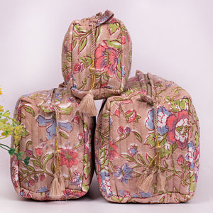 Summer New Collection For Branding Handmade Cotton <b>Makeup</b> Bag Set Best Storage Toiletry With Customized Cosmetic Organizer Pouch - Product Image 2