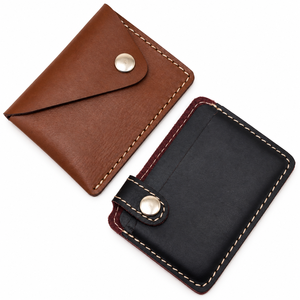 Handcrafted Genuine Leather <b>Card</b> <b>Holder</b> with Snap Button Closure Slim Minimalist <b>Wallet</b> for Men and Women Wholesale - Product Image 1