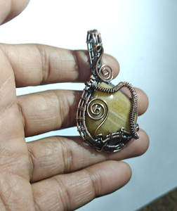 Handcrafted Copper Wire Wrapped Unakite <b>Heart</b> Pendant Healing Stone <b>Necklace</b> for Women - Product Image 6