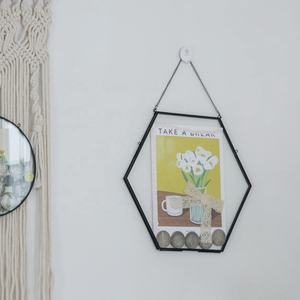 Cadres décoratifs muraux 2026 en métal noir à double vitrage avec chaîne pour fleurs, feuilles et pièces de monnaie - Product Image 3