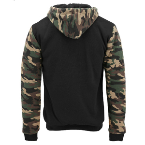 Men's Sherpa-Lined <b>Camo</b> Zip-Up Hoodie Fleece Sweatshirt Woodland Camouflage Sleeve Winter Warm <b>Jacket</b> OEM Wholesale - Product Image 2