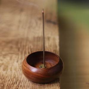 Porte-encens en bois naturel fini pour la maison, le yoga, diffuseur aromatique, cadeau, accessoire de méditation - Product Image 3