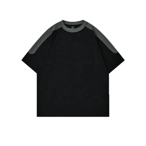 T-shirts décontractés surdimensionnés pour hommes et femmes, 280 g/m², 100 % coton, à manches raglan bicolores, col rond, avec empiècements contrastants aux épaules - Product Image 4