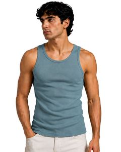 Débardeur côtelé pour homme, coupe ajustée, sans manches, en coton, couleur vert saumuri, personnalisé par le fabricant, pour la gym, le sport, la musculation, décontracté, été - Product Image 1