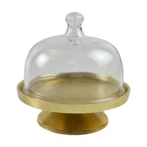 Dôme à gâteau en métal et verre, design martelé, avec poignée métallique plaquée or, décoration de fête d'anniversaire, support à gâteau, best-seller - Product Image 4
