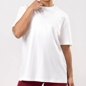 T-shirts personnalisés pour femmes, coupe ample, t-shirts boxy, t-shirts courts pour les marques de streetwear, faible MOQ, coton 240 g/m², impression puff. - Product Image 2