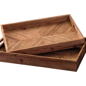 New Arrival Wooden Rectangle Tray with Geometric Pattern Luxury Dining Kitchen Breakfast Coffee Decor Plate - Product Image 1