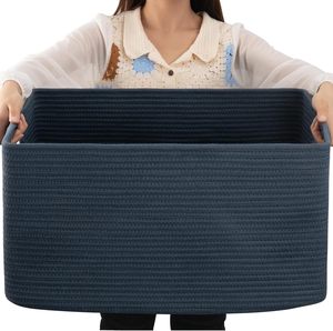 75L Eco-Friendly Modern Woven Cotton Rope <b>Storage</b> Basket 22x17x12 for <b>Drink</b>/Food Use in Living Room Bedroom Nursery - Product Image 1
