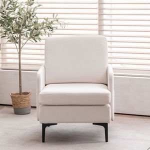 Cómodo Sillón Individual Beige Estilo Wabi-Sabi para Dormitorio, Sala de Estar, Habitación de Invitados, Sillón de Lana para Centros Comerciales - Product Image 2