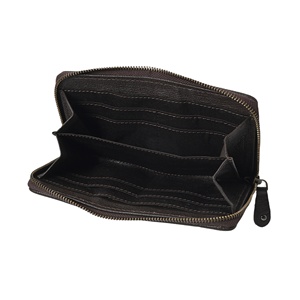 Black Cowhide Clutch Wallet With Rhinestone Embroidery RFID Wallet - Product Image 6