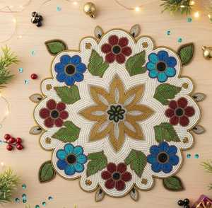 3 PCS Handmade <b>Beaded</b> Table <b>Placemats</b> with Leather – Elegant Dining Table Decor, African Beadwork, Unique Home Gift - Product Image 2