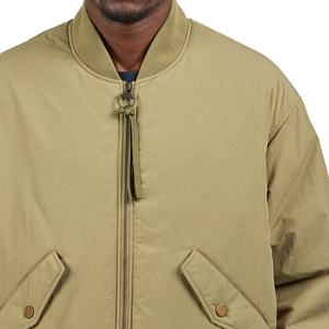 Gran oferta, chaqueta Bomber bordada de invierno, estilo personalizado, chaqueta Bomber de nailon con forro de satén de secado rápido para hombre, chaqueta Bomber de Color sólido con cuello levantado - Product Image 4