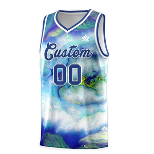 Maillot de basket-ball personnalisé imprimé par transfert thermique, maille respirante, séchage rapide, unisexe, col en V, sans manches, polyester, uniforme d'équipe pour adultes - Product Image 1
