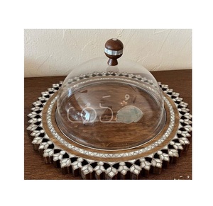 <b>Large</b> Hand Carved Wooden Arabic <b>Tray</b> With Mother Of Pearl Inlay For Luxury Hotel And Resort Service - Product Image 5