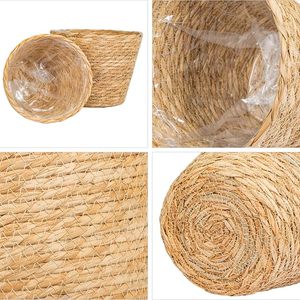 Cesta de mimbre tejida a mano al por mayor con asa y forro, maceta de almacenamiento natural, decoración rústica para interiores y exteriores para el hogar y la oficina - Product Image 5