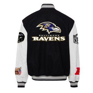 Chaqueta Varsity de Lana y Cuero de los Baltimore Ravens, Negra y Blanca - Product Image 2