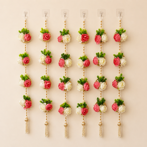 Guirnalda de Rosas Artificiales con Cuentas de Perlas para Colgar en la Pared, Decoración para Puerta, Boda, Diwali, Hogar - Product Image 1