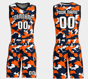 Ensemble de maillots de basket-ball camouflage personnalisés, impression sublimée, évacuation de l'humidité, unisexe, vêtements d'équipe pour adultes, col en V, sans manches, coupe athlétique - Product Image 5