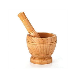 Molinillo de Madera Maciza 47, Juego de Mortero y Pilón de Madera Natural, Ecológico, Manual, para Cocina, Herramienta para Moler Hierbas y Especias - Product Image 3