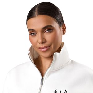 Sweat-shirt blanc à col zippé 1/4 pour femme, coupe oversize, manches longues, style streetwear décontracté, coupe ample, vêtement tendance - Product Image 3