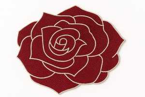 Handmade <b>Beaded</b> Rose <b>Placemat</b>, Red Glass Bead Table Mat (14 Inch) - Product Image 1