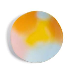 Juego de bandejas redondas de metal hechas a mano |   Plato Decorativo con Degradado de Ámbar Esmaltado para Mesa de Centro y Fiestas |   Decoración para el Hogar al por Mayor - Product Image 3