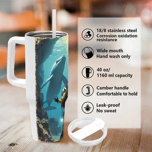 Custom <b>Personalized</b> 40oz Stainless Steel Tumbler With Underwater Diver Design For Outdoor Use - Product Image 5