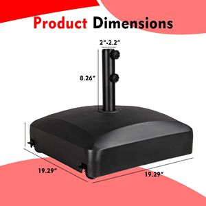 Supporto per ombrellone mobile, materiale HDPE, compatibile con pali da 1,5 a 1,875 pollici, capacità di carico fino a 53 libbre. Acqua, con ruote per il trasporto, E - Product Image 2