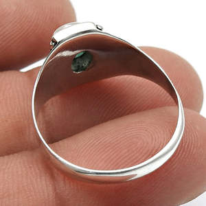 925 Sterling <b>Silver</b> Heart Chakra Green <b>Emerald</b> Gemstone <b>Ring</b> Natural Oval Cut Handmade Wholesale Lot Jewelry For Girls & Boys - Product Image 4