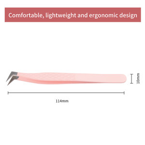 Pince à épiler professionnelle pour extensions de cils, motif antidérapant, en acier inoxydable, pointe en fibre, pour volume, marque privée, logo personnalisé - Product Image 4