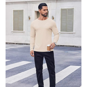 100% Cotton Long Sleeve T Shirt Men Plain Crew Neck Casual Tee Custom Logo Private Label OEM ODM Wholesale - Product Image 3