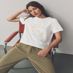 T-shirts pour femmes de qualité supérieure, col rond blanc, brodés, t-shirts respirants à séchage rapide pour femmes, manches courtes, chemises pour femmes - Product Image 5