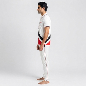 Uniforme de Cricket con Diseño de Rayas Diagonales, Ropa Deportiva Transpirable de Poliéster, Blanco, Rojo y Negro para Hombre, a Precio Económico - Product Image 3