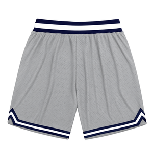 Shorts de basketball sublimés gris et bleu marine pour hommes, en maille légère, uniforme de sport en polyester, vêtements de performance pour l'entraînement et les matchs - Product Image 2