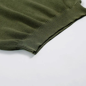 Men's Olive Green Knitted <b>Pullover</b> <b>Sweater</b> Regular Fit Full Sleeve Solid Color Autumn Wear Color Knitted <b>Sweaters</b> - Product Image 2