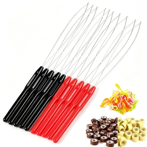 Colored Grip Micro Rings Silicone Bands Hair Extensions Loop <b>Threader</b> Pulling Hook Wire <b>Needle</b> Set Salon Equipment Supplier - Product Image 1