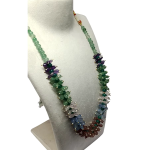 Collar de cuentas lisas ovaladas de piedras preciosas naturales de 6x8mm a 7x9mm, mezcla de amatista y cuarzo, listo para usar, joyería elegante. - Product Image 5