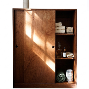 Artisanal Teak Wood Cabinet Powder Room Organizer Luxury Eco Friendly Bath Cupboard - Product Image 1