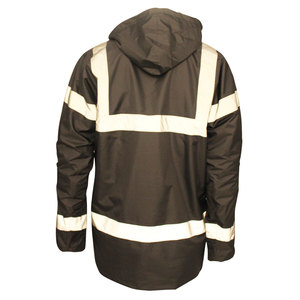 High Visibility Safety <b>Jacket</b> Class 2 Waterproof Reflective Workwear Navy Blue with <b>Silver</b> Stripes and Zipper Closure - Product Image 4