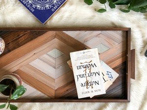 Modern <b>Walnut</b> Wood Tray <b>Walnut</b> Handle Ottoman Tray Geometric Wood Art <b>Coffee</b> <b>Table</b> Decor - Product Image 5