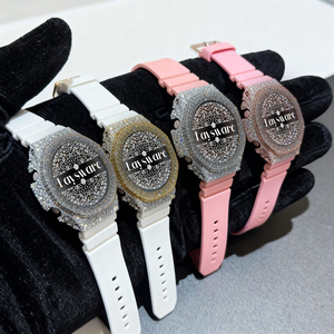 Reloj de Lujo Premium con Cuarzo ETA, Diamantes Moissanite VVS, Bisel Esculpido, Correa de Goma de Color, Analógico, Resistente al Agua 20BAR - Product Image 1