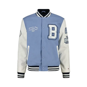 Custom Front High Quality Autumn Men's Slim Hooded Stand Collar Formal Baseball Varsity <b>Jacket</b> Zipper Contrast Color <b>Fleece</b> - Product Image 4