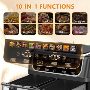Friggitrice ad Aria con Doppio Cestello da 9,5 Litri, Controllo Temperatura Indipendente e Modalità Sincronizzazione, 10 Programmi Preimpostati (Cuocere/Grigliare/Scongelare) - Product Image 4