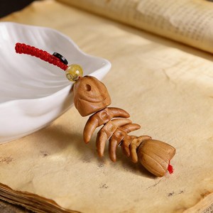 Breloque en bois de pêche sculptée à la main en forme d'arête de poisson, porte-clés articulé en bois, accessoire de sac bohème, cadeau en bois naturel sculpté - Product Image 2