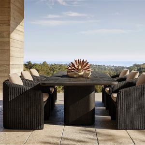 Mesa de Comedor Exterior Moderna y Minimalista, de Madera de Teca Sólida, Diseño Rectangular Elegante y Duradero, Base de Pedestal Gruesa, Resistente al Agua, Ideal para Parques - Product Image 6