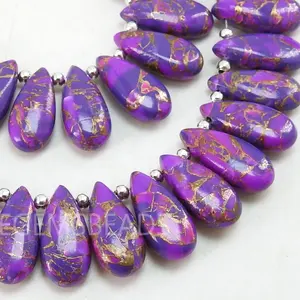 Cuivre violet Turquoise lisse goutte d'eau vente en gros fournitures pour la fabrication de boucles d'oreilles perle faite à la main 15x7mm