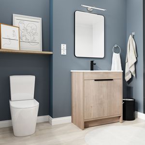 Mobile Bagno Freestanding Bianco con Lavabo in Ceramica da 30 Pollici e 2 Ante con Chiusura Ammortizzata (BVB02430PLO BL9075B)=W999S00063 - Product Image 3