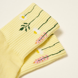 <b>Custom</b> Logo Women's Anti Slip Crew <b>Socks</b> Floral Ribbed <b>Grip</b> Yoga Pilates Workout <b>Socks</b> - Product Image 2